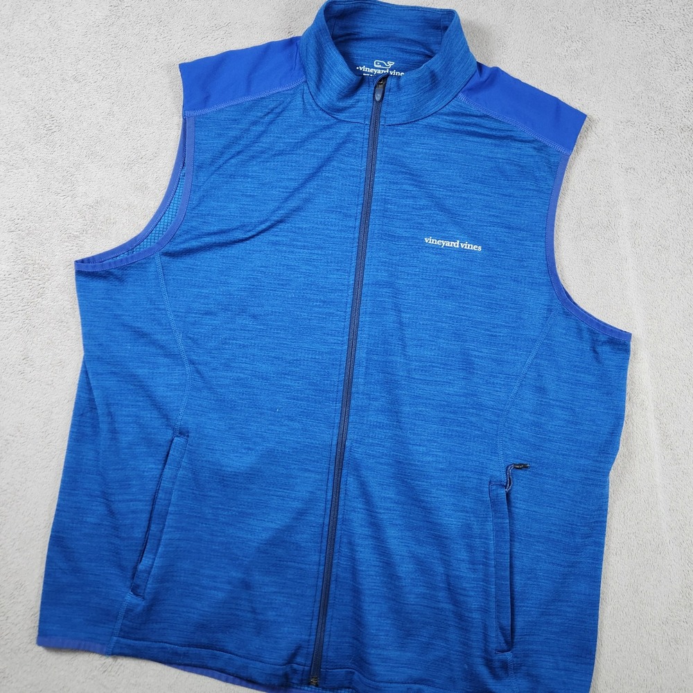 Vineyard Vines Full Zip Golf Vest Golf Mens size 2XL Blue Heathered Performance
